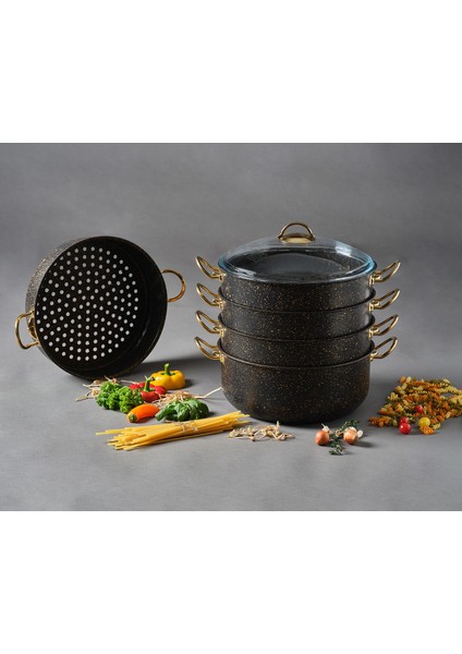 Granit Mantı Tenceresi Seti Buharlı Pişirici 30 cm fiyatları