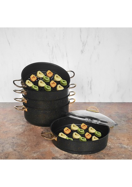 Granit Mantı Tenceresi Seti Buharlı Pişirici 30 cm modelleri