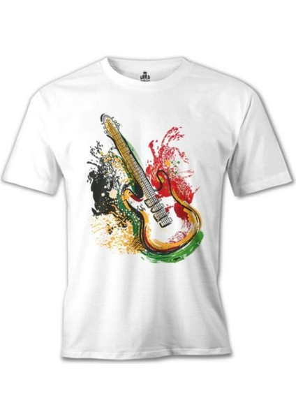 Lordd T-Shirt Gitar Colors Beyaz Erkek T-Shirt
