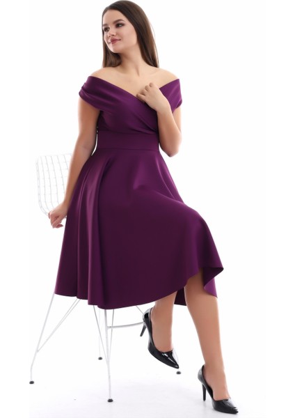 Mürdüm Kayık Yaka Elbise F107 modelleri