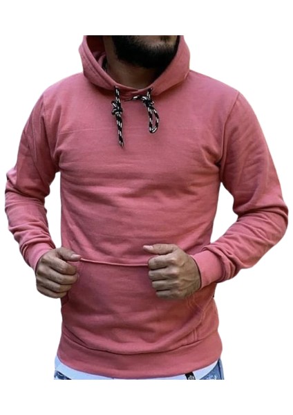 Kapüşonlu 3 Iplik Içi Komple Polar Kanguru Cep Pamuk Erkek Sweatshirt