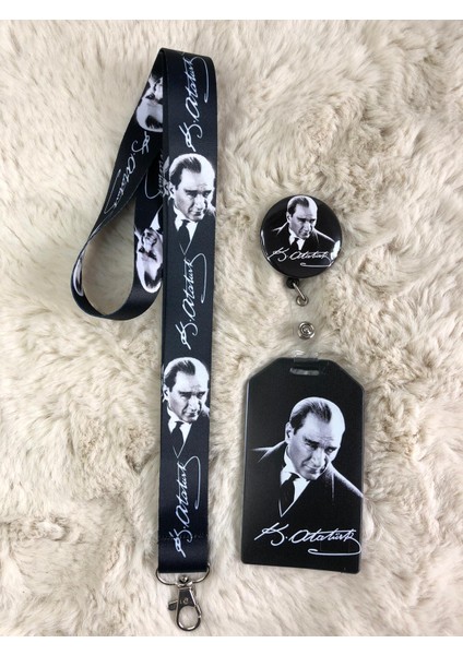 Atatürk Boyun Askısı Yoyo ve Kartlık Set
