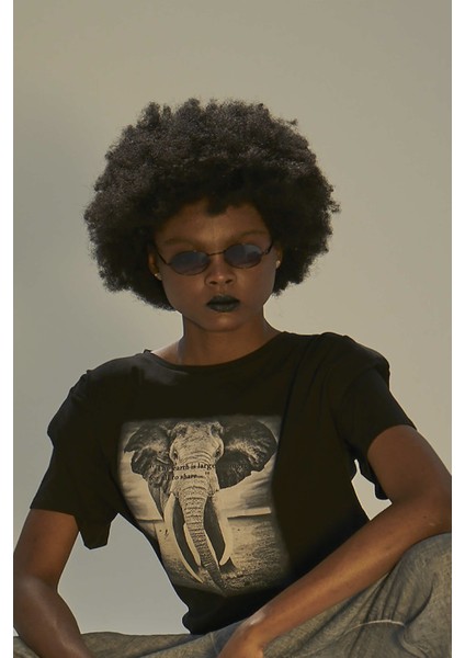 Yüksek Kalite %100 Pamuk Omuzları Vatkalı Kadın Tişört, Dijital Fil Baskılı Tshirt