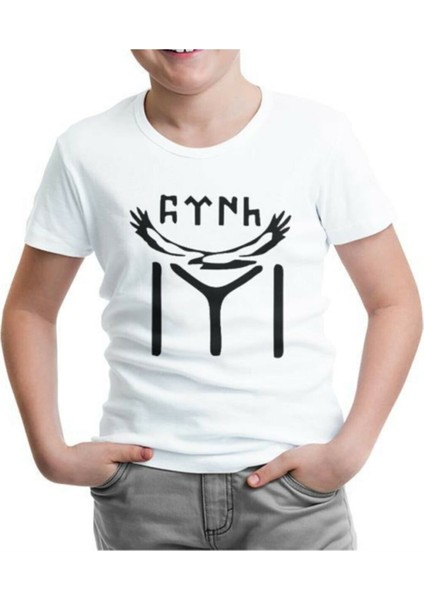 Lordd T-Shirt Türk Kayı Boyu Bayrak - Logo Beyaz Çocuk T-Shirt