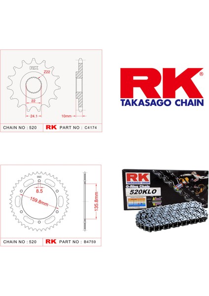 Bmw G 650 GS Rk Zincir Dişli Set 520 KLO O-Ring 16/47T (2008-2015)