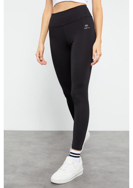 Siyah Kadın Yüksek Bel Streç Slim Fit Dar Paça Tayt-94545_1