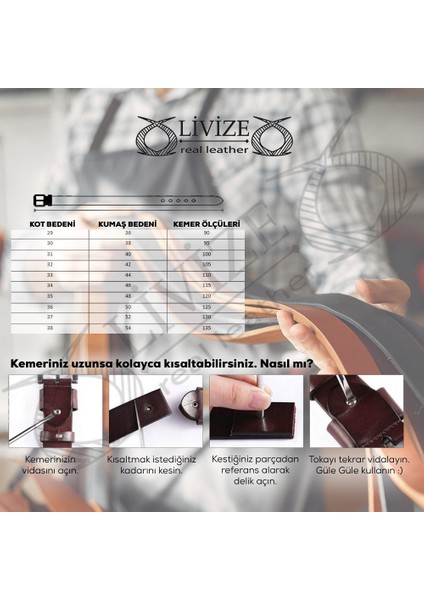 Erkek Deri 4,5 cm Kot Kemeri Kahverengi