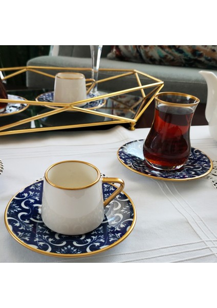 18 Parça Yaldızlı Kahve Çay Seti Rıta