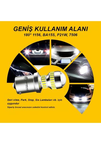 X7 Serisi 1156 P21W BA15S 180° Geri Vites Fren Sinyal Park Stop Gündüz Farı Lamba