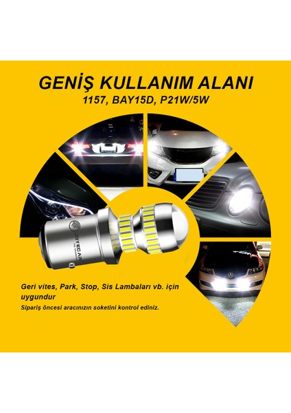 X7 Serisi 1157 P21W/5W Geri Vites Fren Sinyal Stop Köşe Side Marker Lamba