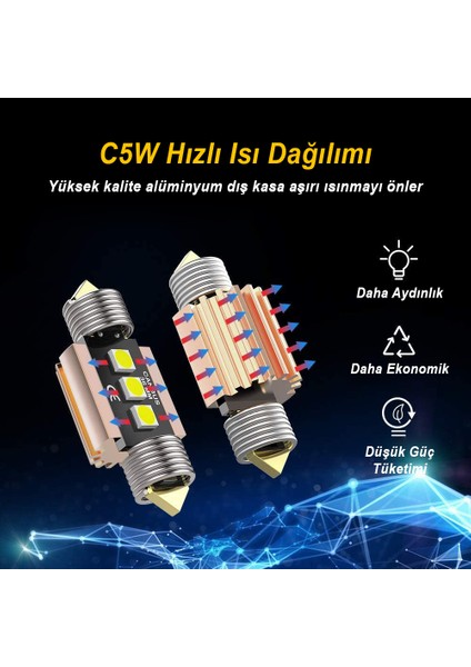 C5W Sofit Iç Aydınlatma Tavan Plaka Canbuslu Led Far Ampul