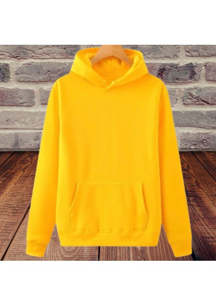 Kapüşonlu Kanguru Cep Içi Komple Polar Pamuk Rahat Kesim Kadın Sweatshirt