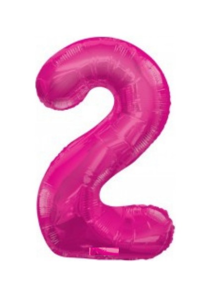 Pembe Renk 2 Rakam Folyo Balon 100 cm