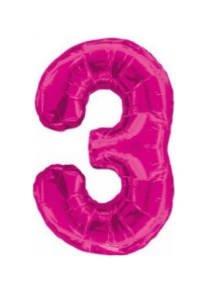Pembe Renk 3 Rakam Folyo Balon 100 cm