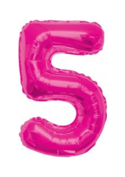 Pembe Renk 5 Rakam Folyo Balon 100 cm