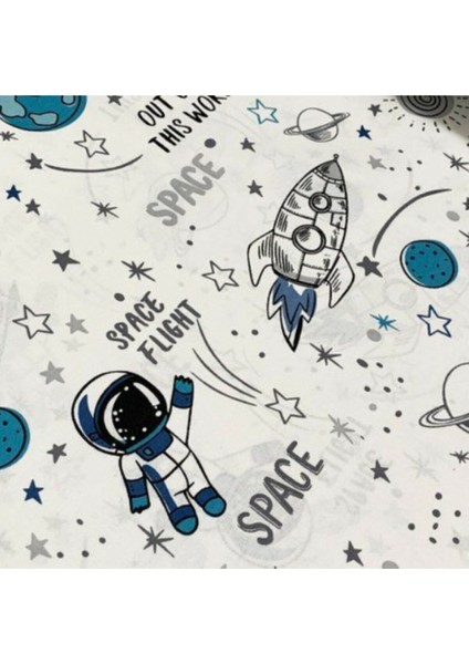 Pamuklu Bebek ve Çocuk Lastikli Çarşaf Uzay Desen 50x90 cm fiyatları