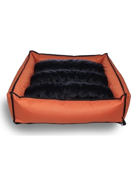 Yıkanabilir Turuncu Köpek Kedi Minderi ve Yatağı Büyük Irklar Için Fermuarlı 90X100 cm