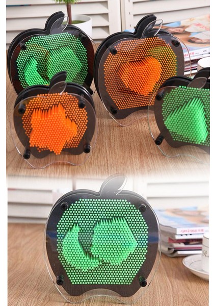 Elma Şeklinde Pin Art Dekoratif 3d Çivi Sanatı Filografi Tahtası