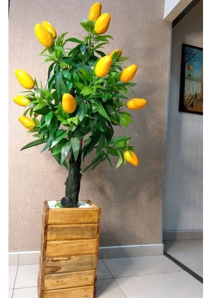 Yapay Tropikal Büyük Meyveli Mango Ağacı 1.60 Metre Boy Mango Ağaç Çiçek