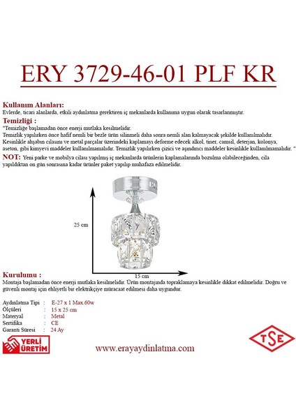 Eray Aydınlatma Ery 3729-46-01 Plofonyer Krom Tekli Avize