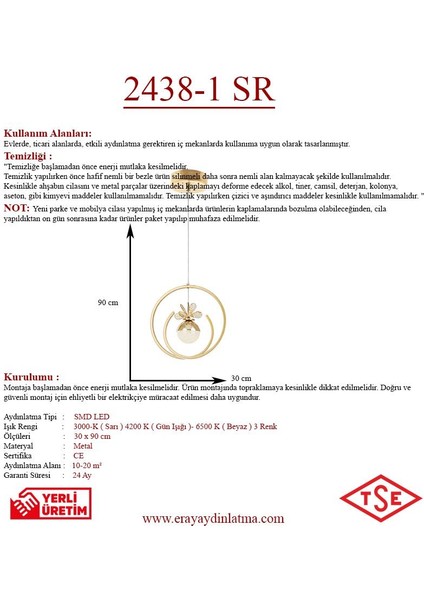 2438-1 Sarı LED Avize