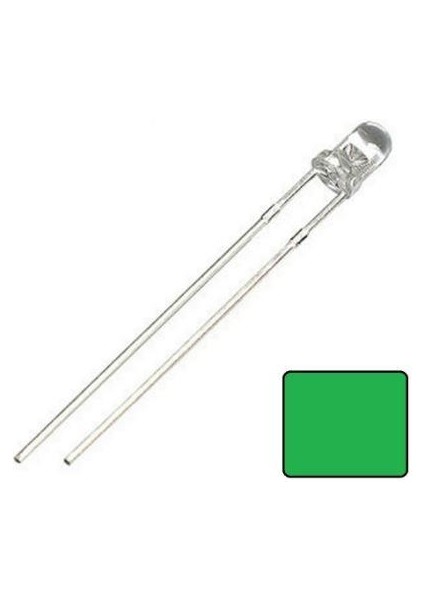 3mm Şeffaf Yeşil LED (100 Adet)
