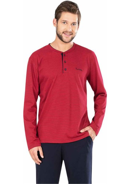 5656 Uzun Kollu Pamuklu Erkek Pijama Takımı-Bordo