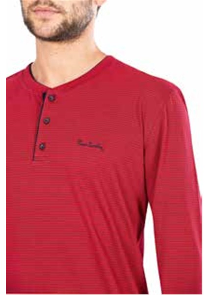 5656 Uzun Kollu Pamuklu Erkek Pijama Takımı-Bordo fiyatları