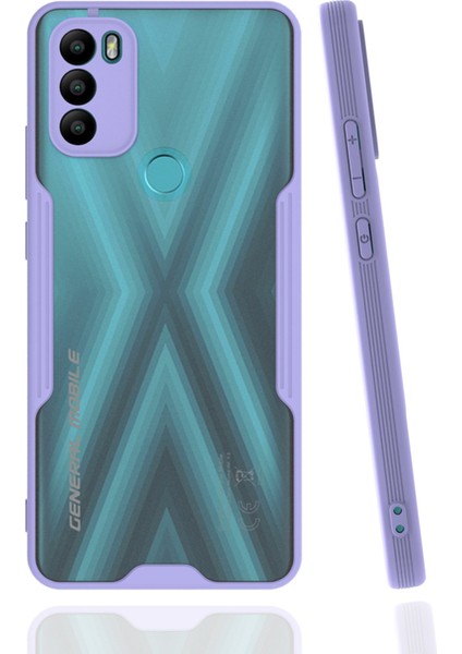 General Mobile Gm 21 Plus Kılıf Kamera Korumalı Arkası Mat Silikon Platin - Lila
