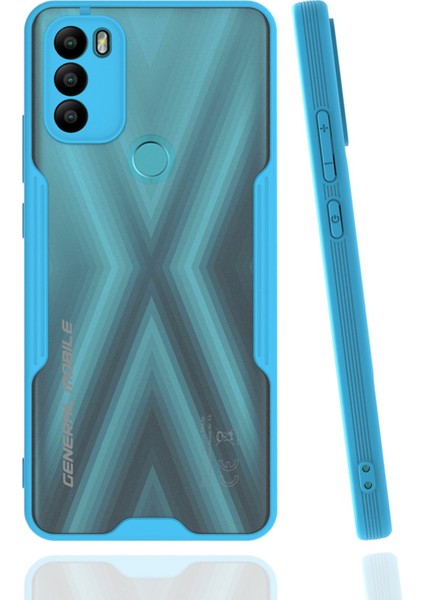 General Mobile Gm 21 Plus Kılıf Kamera Korumalı Arkası Mat Silikon Platin - Mavi