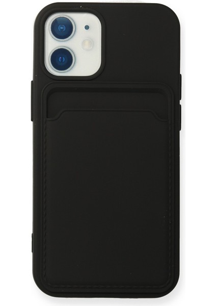 iPhone 12 Kılıf Kartvizitli Silikon Kelvin - Siyah