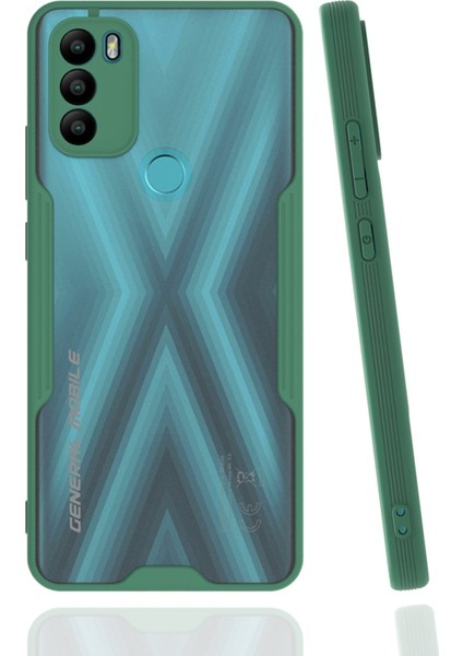 General Mobile Gm 21 Plus Kılıf Kamera Korumalı Arkası Mat Silikon Platin - Yeşil