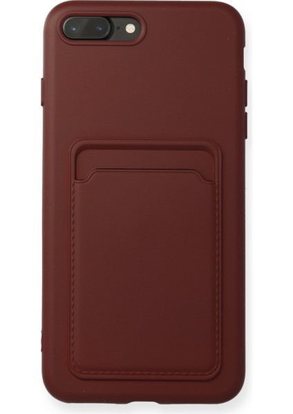 iPhone 8 Plus Kılıf Kartvizitli Silikon Kelvin - Bordo