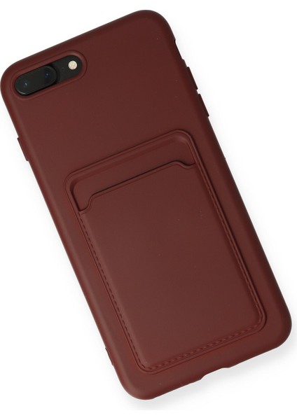 iPhone 8 Plus Kılıf Kartvizitli Silikon Kelvin - Bordo