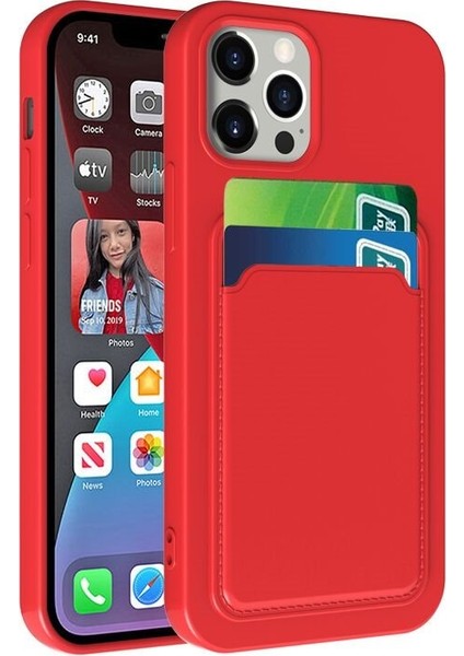 iPhone 8 Plus Kılıf Kartvizitli Silikon Kelvin - Bordo