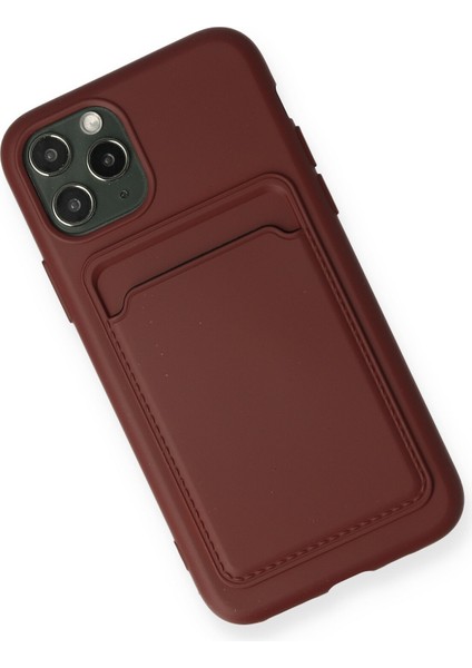 iPhone 11 Pro Kılıf Kartvizitli Silikon Kelvin - Bordo modelleri
