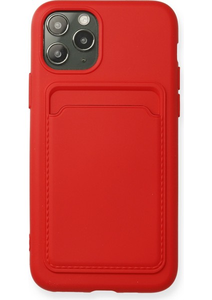 iPhone 11 Pro Kılıf Kartvizitli Silikon Kelvin - Kırmızı