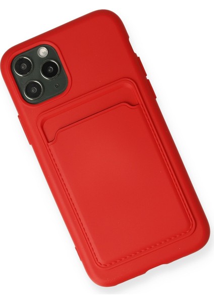 iPhone 11 Pro Kılıf Kartvizitli Silikon Kelvin - Kırmızı modelleri