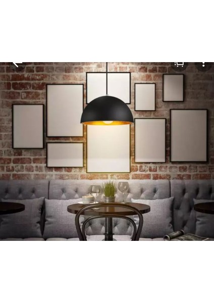 Retro,rustik,modern Mutfak,cafe,bar Üstü Için siyah Tekli Metal Sarkıt Avize ÇAP:40CM