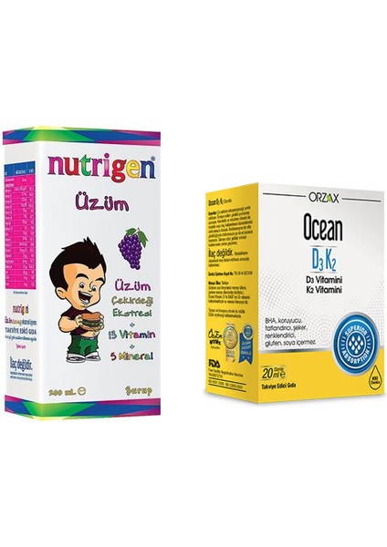 Üzüm Çekirdeği Ekstresi Multivitamin Şurup 200 Ml + Vitamin D3 K2 Damla 20 Ml