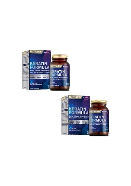 Keratin Formula 60 Tablet Hair - Nails - Skin X2 Adet