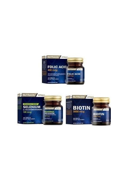 Folic(Folat) Acid 100 T.+ Selenometiyonin Formunda Selenyum 100 T. +Biotin 5000 Mcg