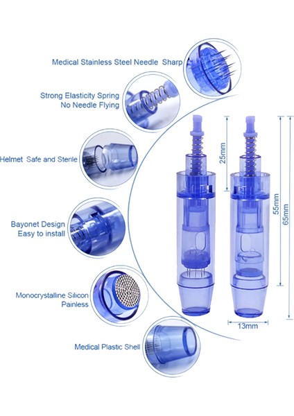 Dr.pen A1 Dermapen Iğnesi 12 Pin 5 Adet Soketli Kapaklı Model Dermapen Iğnesi