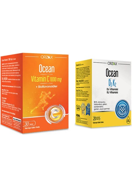 C Vitamini 1000 Mg 30 Tablet +D3 K2 Vitamin Damla 20 Ml