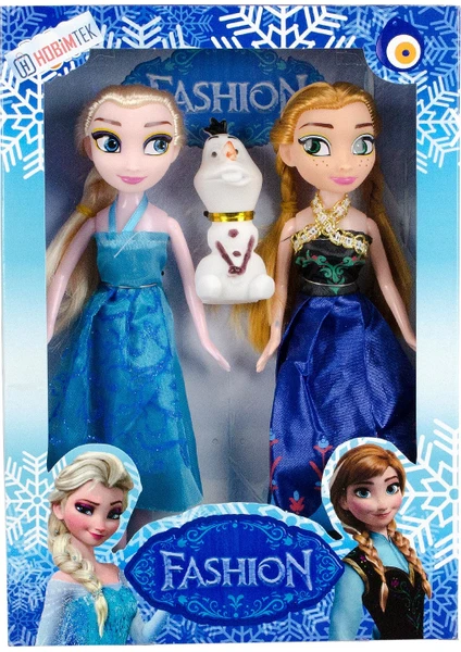 Hobimtek 3lü Frozen Elsa Fashion Elbiseli Oyuncak Bebek 24 cm