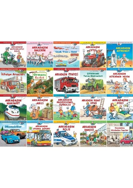 Dünyayı Öğreniyorum Serisi 20 Kitap Set - 2 - Arkadaşım Itfaiyeci - Arkadaşım Polis - Arkadaşım Bahçeci - Otomobiller - Makinist - Arıcı - Veteriner - Astronot
