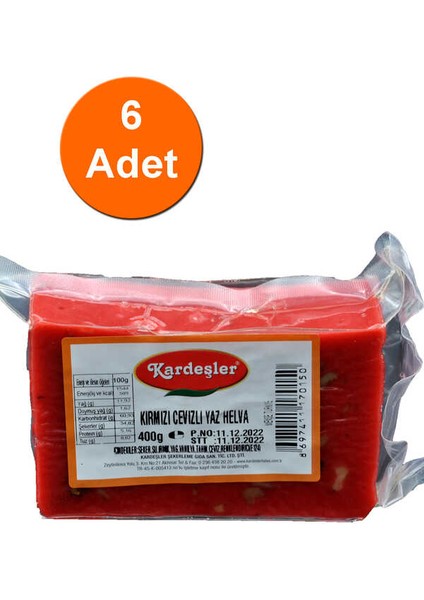 Kardeşler Cevizli Kırmızı Yaz Helvası 400 G x 6 Adet