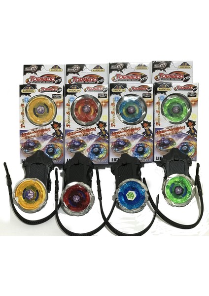 Işıklı 4 Farklı Renk Tornado Beyblade Topaç Seti 4 Adet Birlikte