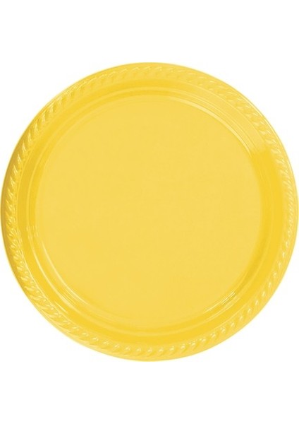 Parti Aksesuar Sarı Plastik Tabak 22 cm 25LI