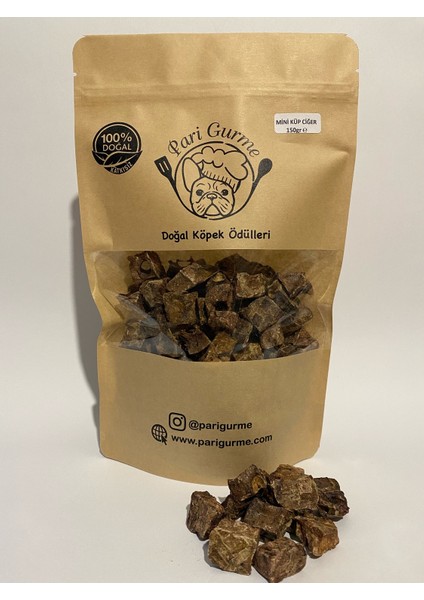 Dana Mini Küp Ciğer Köpek Ödülü %100 Doğal Naturel 150GR (Yaklaşık Boyut 1x1)